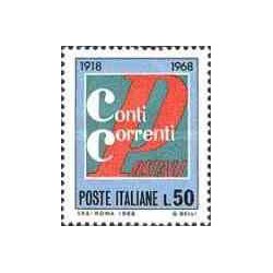 1 عدد تمبر پنجاهمین سال سرویس کنترل پستی - ایتالیا 1968