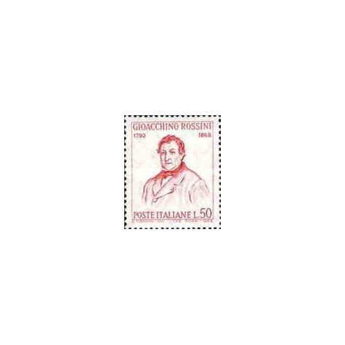 1 عدد تمبر یادبود روسینی - آهنگساز - ایتالیا 1968