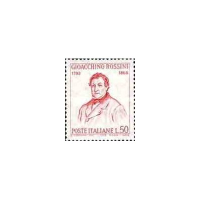 1 عدد تمبر یادبود روسینی - آهنگساز - ایتالیا 1968