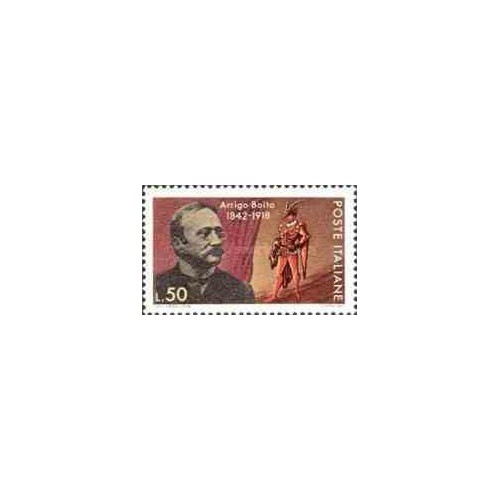 1 عدد تمبر یادبود آریگو بویتو - شاعر ، روزنامه نگار و رمان نویس - ایتالیا 1968