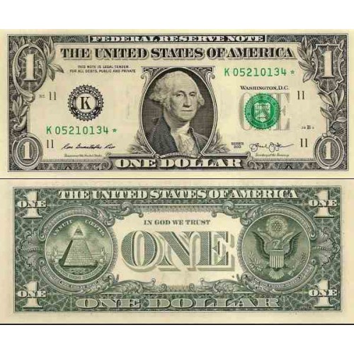 اسکناس 1 دلار - آمریکا 2013 سری C فیلادلفیا - مهر سبز