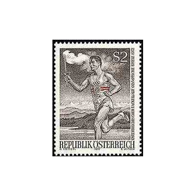 1 عدد تمبر گردش مشعل المپیک - اتریش 1972