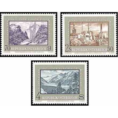 3 عدد تمبر سالگرد ملی شدن برق - اتریش 1972