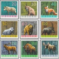 9 عدد تمبر حیوانات جنگل - لهستان 1965