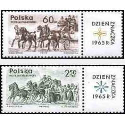 2 عدد تمبر روز تمبر - لهستان 1965