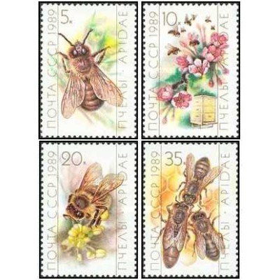 4 عدد  تمبر زنبورداری - شوروی 1989