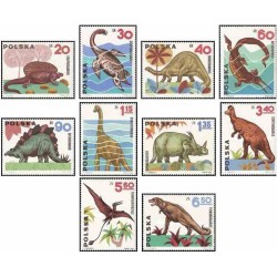 10 عدد تمبر جانداران ماقبل تاریخ - دایناسورها - لهستان 1965 قیمت 8 دلار