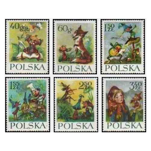 6 عدد تمبر افسانه کوتوله ها و دختر یتیم - اثر ماریا کونوپنیکا -  لهستان 1962