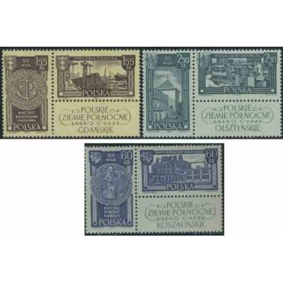 6 عدد تمبر قلمروهای باز پس گرفته شده با تب -  لهستان 1962