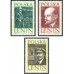 3 عدد تمبر پنجاهمین سال ورود لنین به لهستان -  لهستان 1962