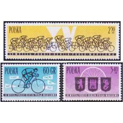 3 عدد تمبر پانزدهمین مسابقات دوچرخه سواری برای صلح جهانی-  لهستان 1962