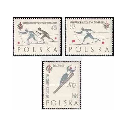 3 عدد تمبر مسابقات جهانی اسکی در زاکوپن - لهستان 1962