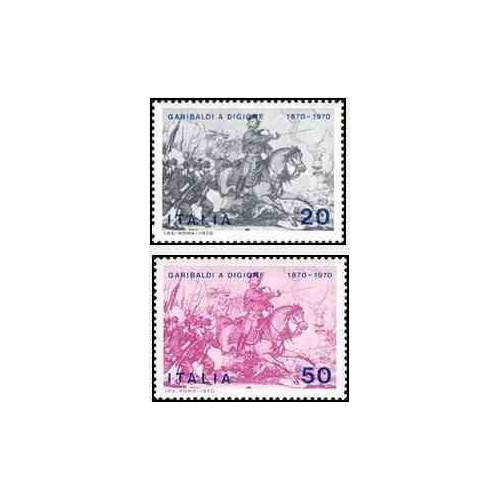 2 عدد تمبر صدمین سال مشارکت گاریبالدی در جنگ فرانسه در نبرد دیژون- ایتالیا 1970 2 عدد تمبر صدمین سال مشارکت گاریبالدی در جنگ فرانسه در نبرد دیژون- ایتالیا 1970