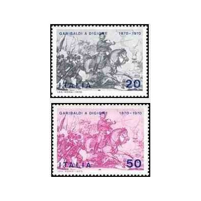 2 عدد تمبر صدمین سال مشارکت گاریبالدی در جنگ فرانسه در نبرد دیژون- ایتالیا 1970