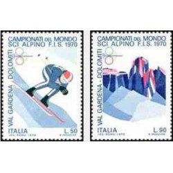 2 عدد تمبر مسابقات جهانی اسکی آلپاین - ایتالیا 1970
