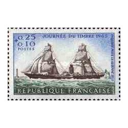 1 عدد تمبر روز تمبر - کشتی بادبانی - فرانسه 1965