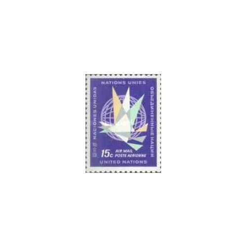 1 عدد تمبر سری پستی - نیویورک - سازمان ملل 1963