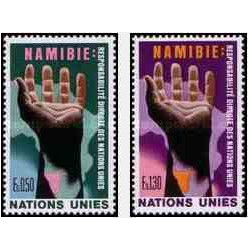 2 عدد تمبر مسئولیت برای نامیبیا - ژنو - سازمان ملل 1975