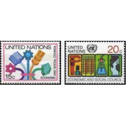 2 عدد تمبر شورای اقتصادی اجتماعی - نیویورک - سازمان ملل 1980