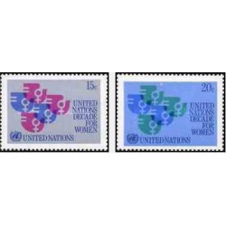 2 عدد تمبر دهه زنان سازمان ملل  - نیویورک سازمان ملل 1980