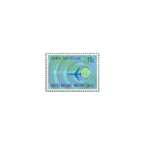 1 عدد تمبر سری پستی هوائی - نیویورک - نیویورک سازمان ملل 1968