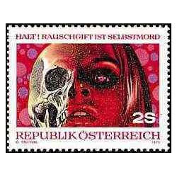 1 عدد تمبر  استعمال مواد مخدر - اتریش 1973