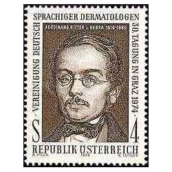 1 عدد تمبر فردیناند ریترفون هربا - 30مین نشست اتحادیه متخصصان پوست آلمانی زبان - اتریش 1974