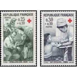 2 عدد تمبر صلیب سرخ - فرانسه 1966