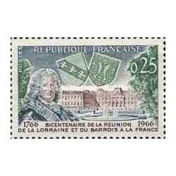 1 عدد تمبر 200مین سال اتحاد لوراین و بارویز با فرانسه - فرانسه 1966