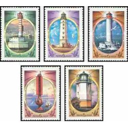 5 عدد تمبر فانوسهای دریائی دریای سیاه و آزوف - شوروی 1982