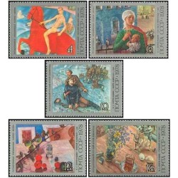 5 عدد تمبر صدمین سالگرد تولد پتروف-ودکین - تابلو نقاشی - شوروی 1978
