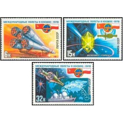 3 عدد تمبر پرواز فضایی شوروی-لهستان - شوروی 1978