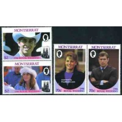 4 عدد تمبر ازدواج سلطنتی دوک و دوشس یورک  - مونتسرت 1986