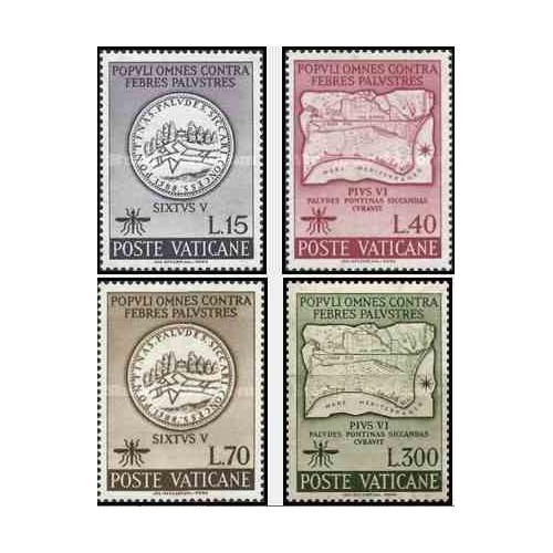 4 عدد تمبر ریشه کنی مالاریا - واتیکان 1962 4 عدد تمبر ریشه کنی مالاریا - واتیکان 1962