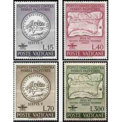 4 عدد تمبر ریشه کنی مالاریا - واتیکان 1962