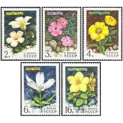 5 عدد تمبر گل های سیبری - شوروی 1977