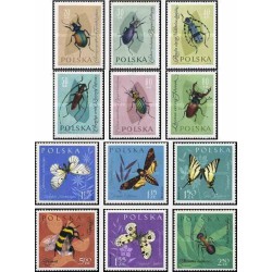 12 عدد تمبر حشرات - لهستان 1961