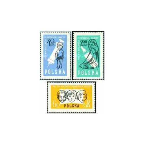 3 عدد تمبر پانزدهمین سال یونیسف - لهستان 1961 3 عدد تمبر پانزدهمین سال یونیسف - لهستان 1961