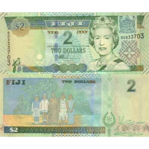 اسکناس 2 دلار - فیجی 2002 اسکناس 2 دلار - فیجی 2002