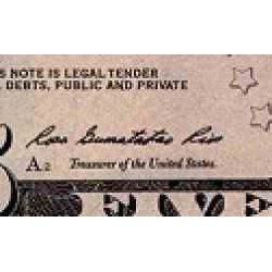 اسکناس 5 دلار - آمریکا 2013  - مهر سبز