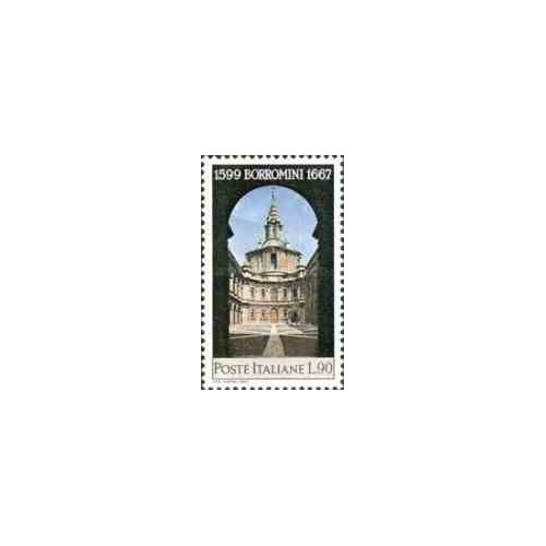 1 عدد تمبر یادبود فرانسیسکو بورومینی - معمار - ایتالیا 1967