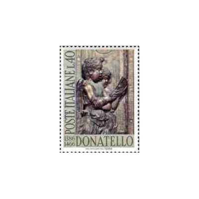 1 عدد تمبر پانصدمین سال مرگ دوناتلو - هنرمند پیکرتراش - ایتالیا 1966