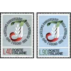 2 عدد تمبر بیستمین سال جمهوری - ایتالیا 1966