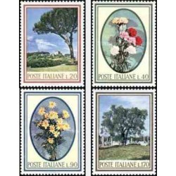 4 عدد تمبر گلها و درختان - ایتالیا 1966