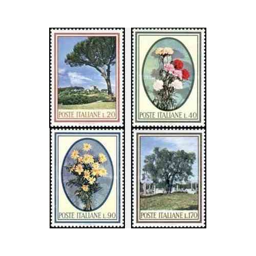 4 عدد تمبر گلها و درختان - ایتالیا 1966