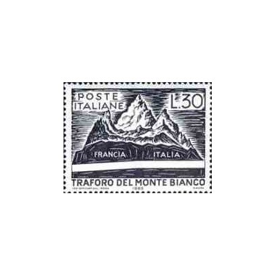 1 عدد تمبر افتتاح تونل مونت بلانک - بین فرانسه و ایتالیا - ایتالیا 1965