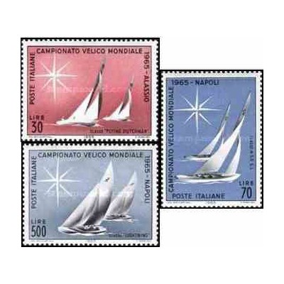 3 عدد تمبر مسابقات قهرمانی قایقرانی - ایتالیا 1965