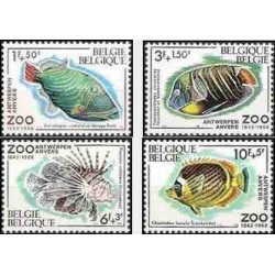 4 عدد تمبر ماهیها - 125مین سالگرد باغ وحس آنتورپ - بلژیک 1968