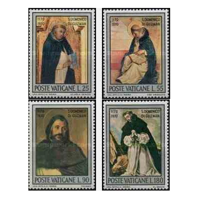 4 عدد تمبر 800مین سال تولد دومنیکوس مقدس - تابلو نقاشی - واتیکان 1971