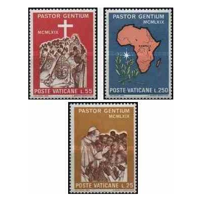 3 عدد تمبر سفر پاپ به آفریقا - واتیکان 1969